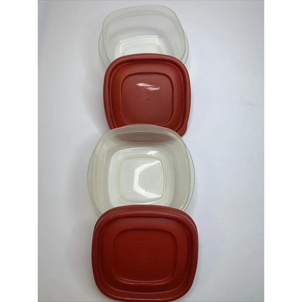 Rubbermaid ‎ Lot Of Two Storage Container Easy To Find Red Lid 1.25 cups